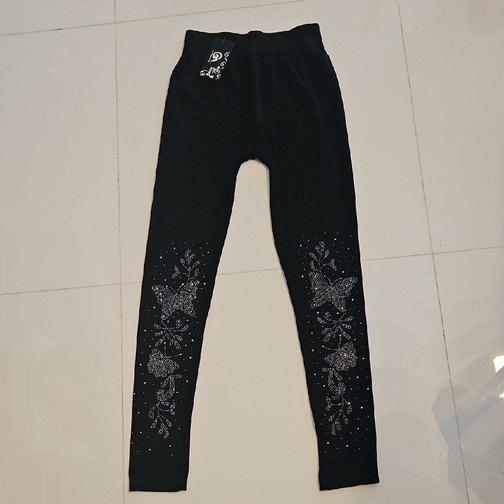 GM Fashion Black Leggings with Silver Accents
